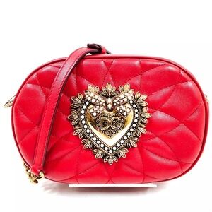 Dolce & Gabbana Devotion Red Crossbody Camera Bag, Gold heart
